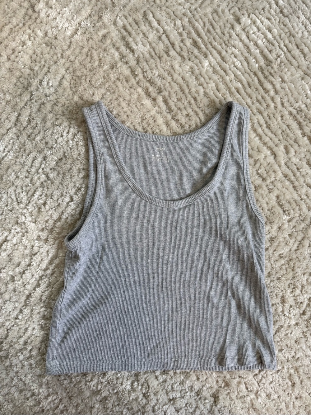 aerie Ribbed Scoop Neck Tank Top - Light Gray